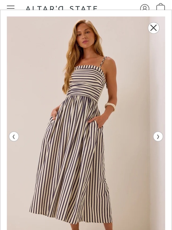 Altar'd State Dresses & Skirts - Altar'd State Navy and Cream Striped Smocked Top
